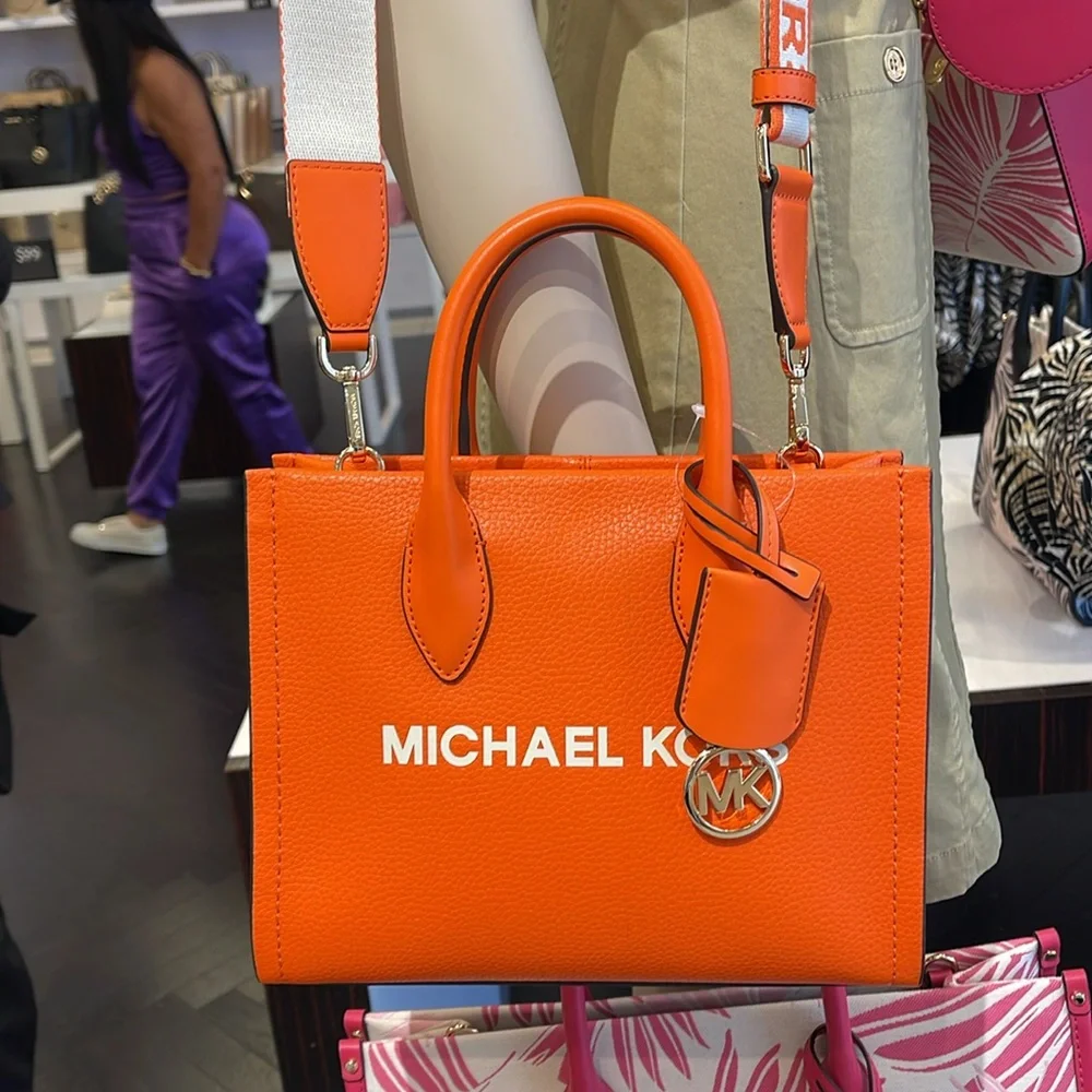 MICHAEL KORS
Mirella Small Pebbled Leather Crossbody Bag Tote 
Poppy 
NWT - Picture 11 of 16